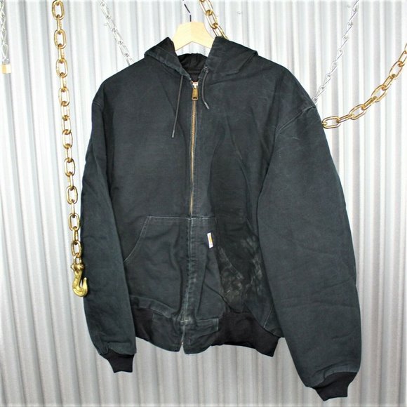 Carhartt Other - R301 Vintage Carhartt Workwear Hooded Full Zip Denim Jacket Black Men's Medium